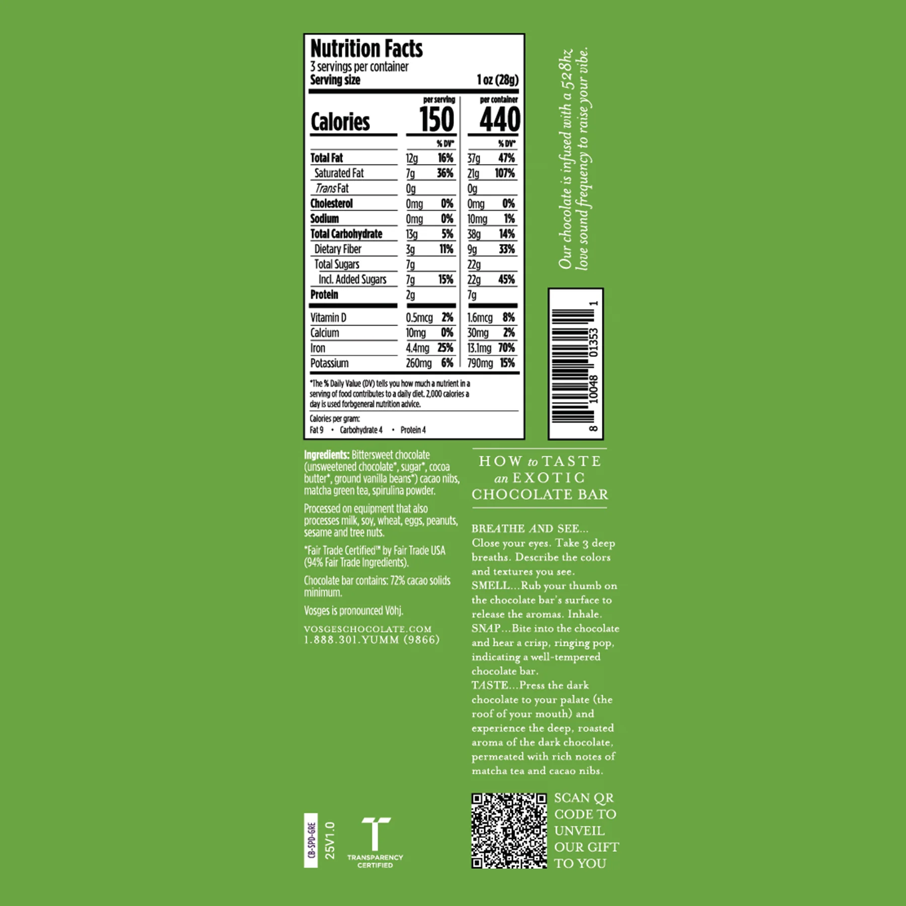 Matcha Green Tea & Spirulina Super Dark™ Chocolate Bar - Image 5